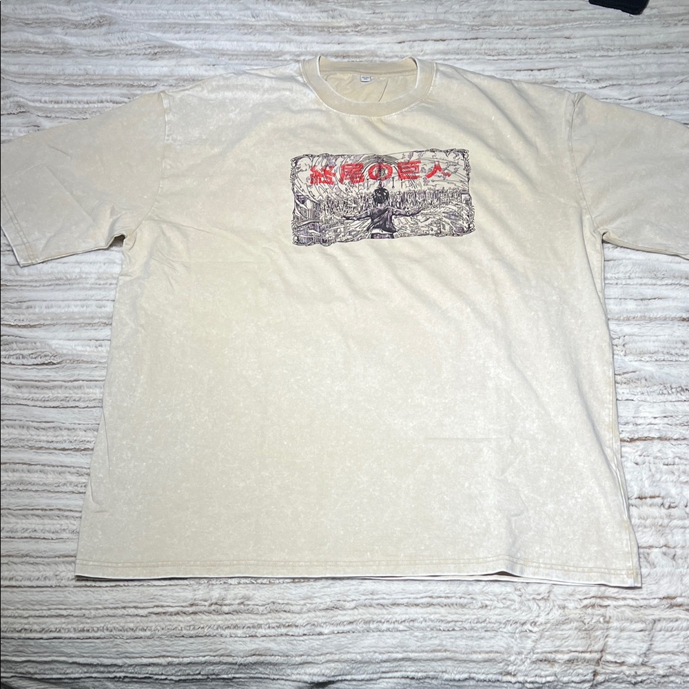 Attack on Titan - Cream Washed Graphic Men's T-Shirt